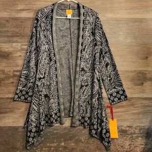 Ruby Rd. Black and Gray Paisley Cardigan